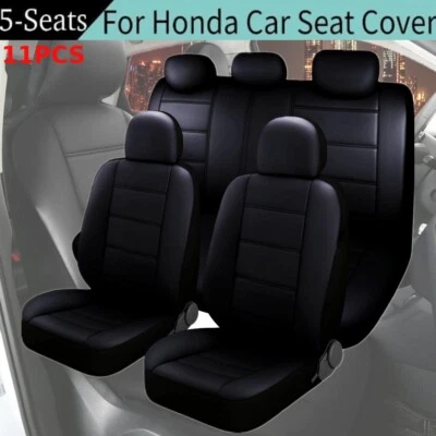 For Honda Car 5 Seat Covers Full Set PU Leather Front Rear Protector Cushion Pad Foto 1 de 4