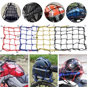 Motorcycle Bike Cargo Luggage Net Helmet Mesh Tie Down Adjustable Bungee Cord - Picture 1 of 19