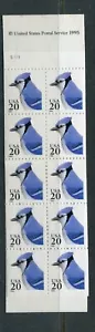 UNITED STATES 1995, BIRDS: "BLUE JAY" 20c, BK. CONT. PANE OF 10 Sc 2483a, MNH - Picture 1 of 2