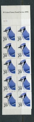 UNITED STATES 1995,  BIRDS: "BLUE JAY" 20c, BK. CONT. PANE OF 10 Sc 2483a, MNH - Image 1 of 2