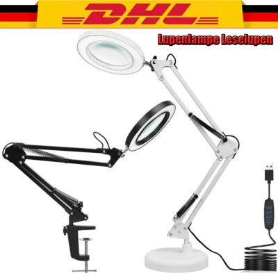 10-Fache Vergrößerung Lupe Lupenleuchte Schreibtischlampe mit Licht und Klemme - Bild 1 von 4