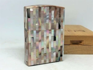 Rare! ZIPPO Full Striped Mother of Pearl GILBERT VANEL Shell Case Lighter w Box - Picture 1 of 11