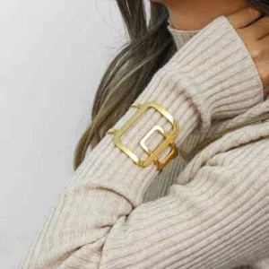 18K Classic Gold Stainless Steel,Open Cuff Bangle,Cuff Bracelet, Bangle Bracelet - Picture 1 of 2