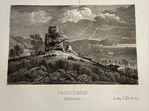 Palinurum Palinuro Antik Stahlstich Bild 1858 Mediterranean Panorama Landschaft - Bild 1 von 8
