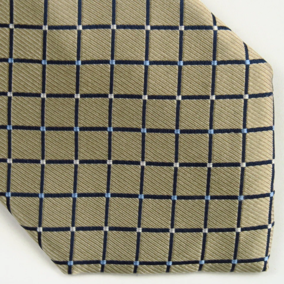 Corbata de cuello Nautica color beige azul patrón a cuadros para hombre 58x3,5 profesional elegante Foto 1 de 4
