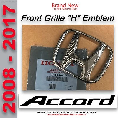 Genuine OEM Honda Accord 2Dr Coupe 4Dr Sedan Front Grille H Emblem 2008 - 2017 Foto 1 de 4