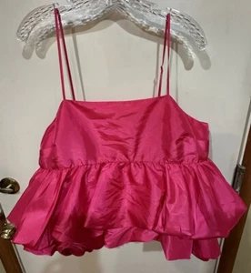 Women's A New Day Fuchsia Tiered Taffeta Zippered Spaghetti Strap Tank Size XL - Picture 1 of 6