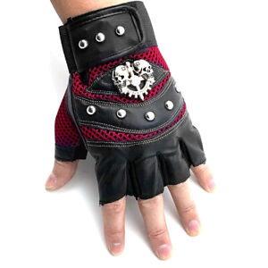 Studded Gothic Gloves Punk Motorcycle Car Driving Gloves Fingerless Mittens