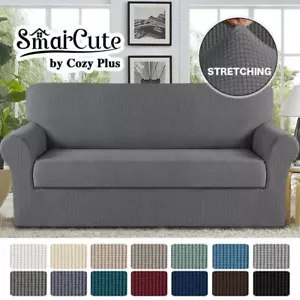 2 Pieces Stretch Couch Covers Sofa Slip Covers Form Fit 1/2/3 Seater - Picture 1 of 60