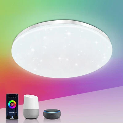 Smart LED Ceiling Light Dimmable Voice Control Alexa App WiFi RGB Colour Changer - Image 1 of 4