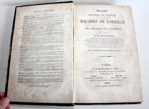 TRAITE THEORIQUE & PRATIQUE DES MALADIES DE L'OREILLE & ORGANES AUDITION 1860 EO - Imagen 1 de 7