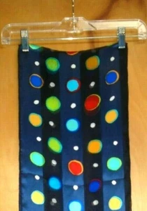 Elaine Gold Dark Blue & Multi Colored Geometrical Circles Chiffon Silk Scarf! - Picture 1 of 10