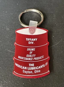 American Lubricants Company Oil Drum Figural Advertising Keychain Key Fob Ring - Picture 1 of 2