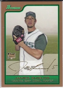 JAMES SHIELDS ROOKIE CARD 2006 Bowman GOLD VERSION Tampa Bay Ray Baseball 1st RC - Picture 1 of 2