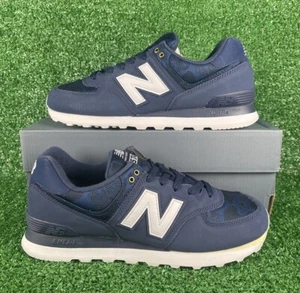 New Balance 574 Men's Sneaker Size 9.5 Blue Suede Camo Print ML574PAC - Picture 1 of 7