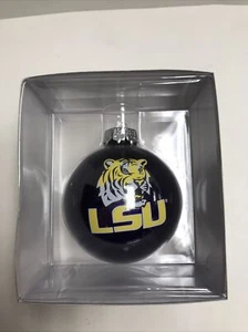 Adorno de vacaciones de Navidad de vidrio de tigres LSU de esterlina - Imagen 1 de 5