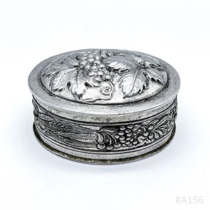 Boîte Vintage En Étain Pur 95% Avec Décor De Raisin - 7,5x6x3cm - Bild 1 von 12