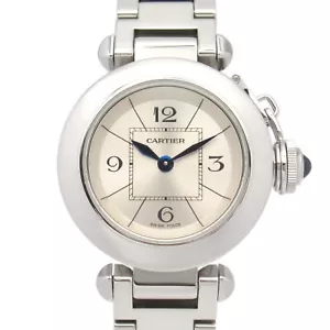 Cartier Miss Pasha Watch W3140007 Quartz Silver Dial Stainless Steel Ladies - Picture 1 of 16