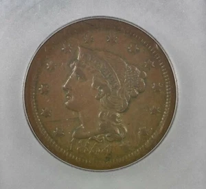 1854 Braided Hair Large Cent : ICG AU55 - Picture 1 of 3
