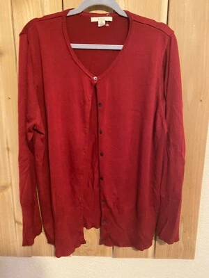 Suéter Merona Rojo Manga Larga Con Botones Top Talla 3x Nuevo sin Etiquetas Foto 1 de 2