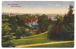AK Bad Salzbrunn Partie am Kurpark gelaufen 1920 Ansichtskarte Postkarte - Picture 1 of 2