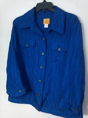 Ruby Rd; Crinkle Fabric Jacket Size 16W Long Sleeve, Jean Style Button-Up - Image 1 of 4