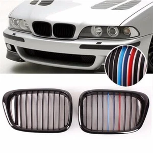 M-Color Gloss Black Front Kidney Grille Grills for BMW 5-Series E39 M5 1997-2003 - Picture 1 of 10