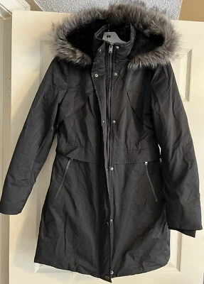 Mujer ANDREW MARC NEW YORK Largo Piel Capucha Parka Chaqueta S Abrigo Foto 1 de 4