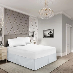 Luxury Bed Skirt by Komfit Solid Egyptian Cotton Pleated 18" Drop Box Pleated - Picture 1 of 59