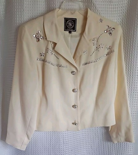 OFF WHITE Giacca Double D Ranch Blazer Off Bianco Avorio Taglia S Bling Abbellita