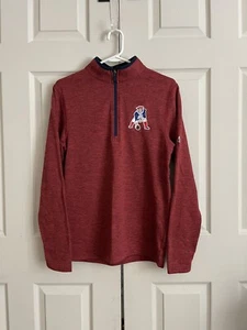 Men’s New England Patriots Red Pullover Sweater 1/4 Zip Size Small Thermabase - Picture 1 of 9