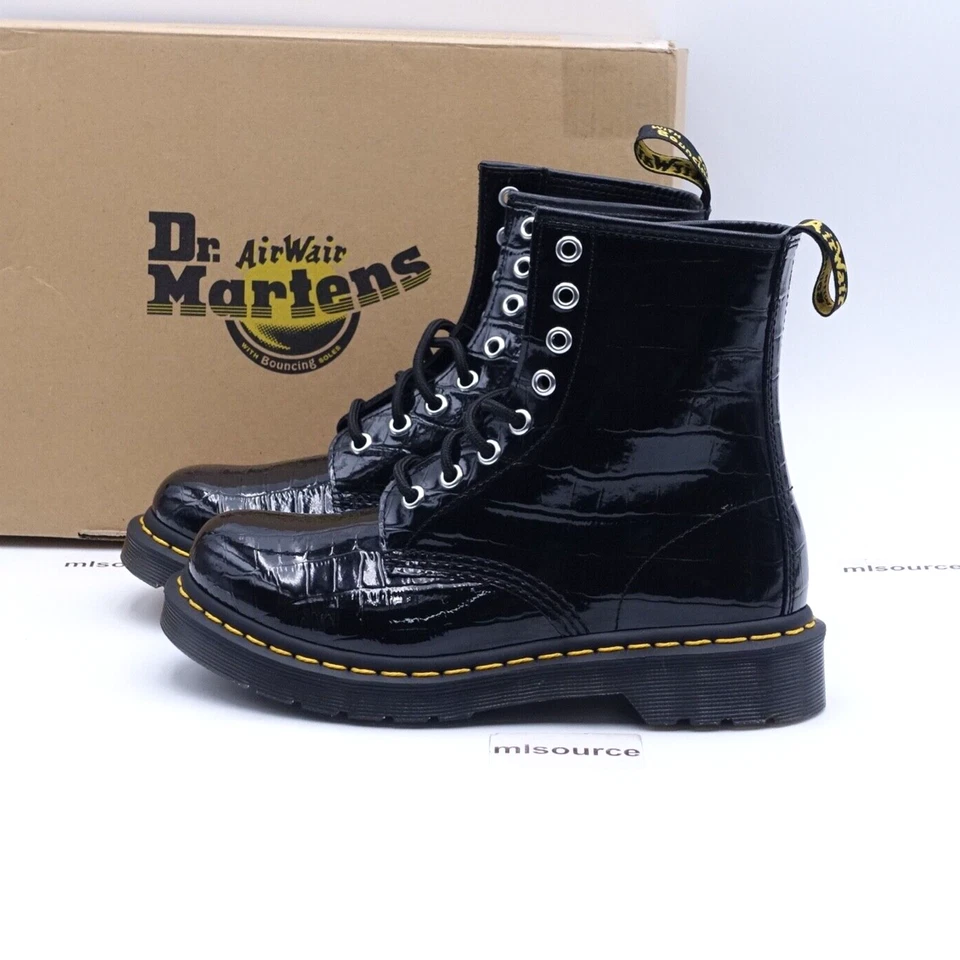 Size 6 Women's Dr. Martens 1460 BOOTS 26262001 Patent Leather Crocodile Print