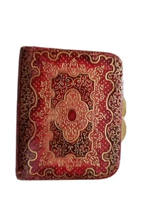 Ornate Change Coin Purse Marked Made In Italy Red And Gold - Picture 1 of 9