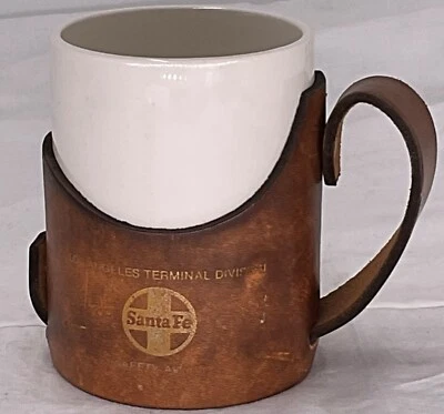 Los Angeles Terminal Division Santa Fe Safety Award Coffee Mug Leather Case - Image 1 of 4