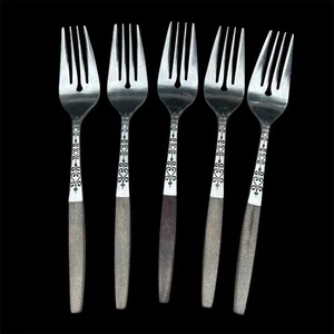 Interpur INR2 Braun Holz Kanu Edelstahl Besteck 5 Salatgabeln 7 1/8" Länge - Bild 1 von 7