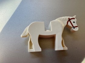 White Horse w Moveable Head from 6010 LEGO Lion Knights Supply Wagon - Retired