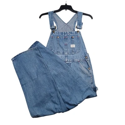 Mono con tirantes trasero cuadrado Big Mac Denim vintage años 70 talla 30x29 ropa de trabajo angustia Foto 1 de 4