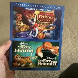 Oliver & Company The Fox & The Hound I & II 3 Movies Blu-ray/DVD & Slipcover New - Picture 1 of 2