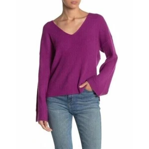Free Press Damen superweicher gerippter Pullover mit V-Ausschnitt lila X-Small - Bild 1 von 6