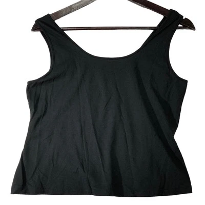 Lucie Ann II Women Size Large Black Tank Top Cami 100% Nylon U Neck Crop Stretch Foto 1 de 4