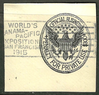 WORLD'S PANAMA PACIFIC 1915 SAN FRANSISCO EXPO CANCEL Offical BOB US 36B13 - Image 1 of 2