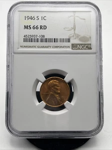 1946 S Lincoln Wheat Cent NGC MS66 RD - Picture 1 of 4