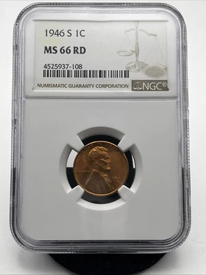 1946 S Lincoln Wheat Cent NGC MS66 RD - Image 1 of 4