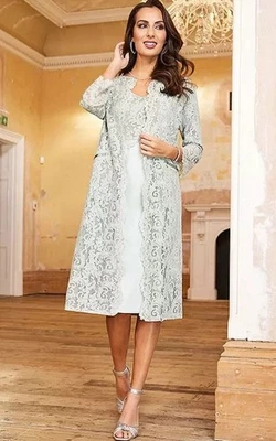 TOGETHER Lace Longline Jacket in Sage  (fmn1-4) - Image 1 of 3