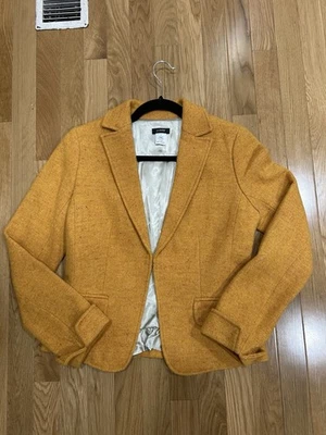 Blazer de lã mostarda J Crew | Grampo de outono tweed mostarda | Núcleo de luxo silencioso - Imagem 1 de 4