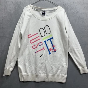 Sudadera vintage Nike Just Do It para mujer cuello redondo talla grande blanca - Imagen 1 de 9