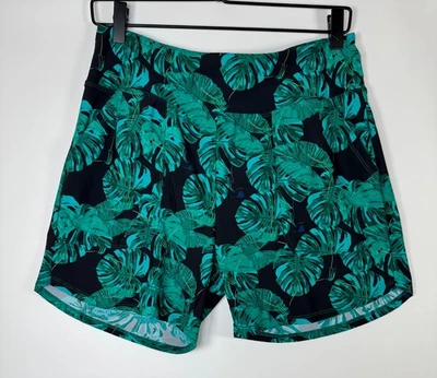 Santini Cycling Shorts Mens Medium Tropical Leaf Print Black Green Performance - Image 1 of 4