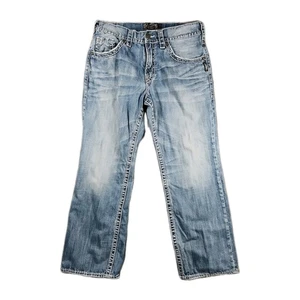 Silver Jeans Men 34x30 Blue Gordie Flap Bootcut Distressed Whiskers Casual Denim - Picture 1 of 9