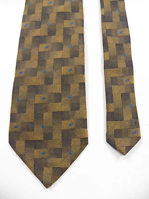 LANVIN PARIS HECHO EN FRANCIA HOMBRE LUJOSO CORBATA 50% LANA SEDA MARRÓN AZUL LUX Foto 1 de 4