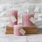 Dusky Pink Pillar Candle, Scalloped Shape Candle, Pale Pink Chunky Rustic Candle